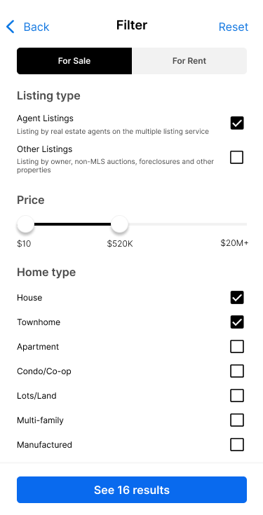 Agent & Other Listing Filter